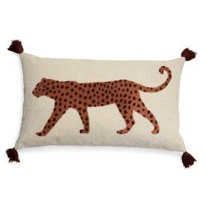 Walking Leopard Boucle Embroidered Decorative Throw Pillow by Drew Barrymore